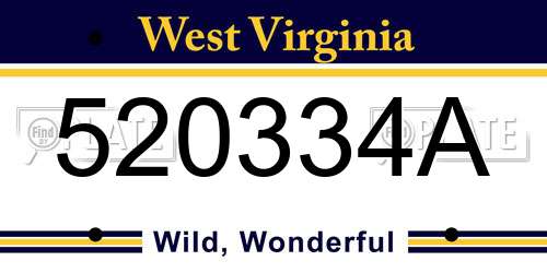 520334A West Virginia License Plate