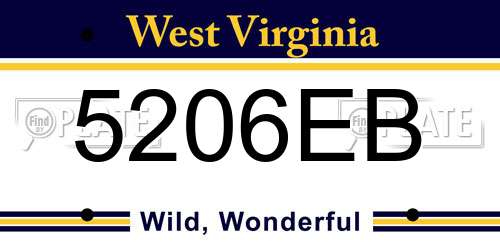 5206EB West Virginia License Plate