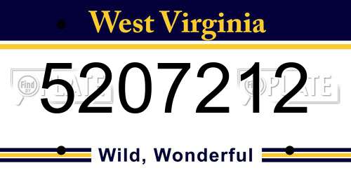 5207212 West Virginia License Plate