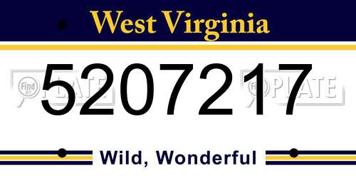 5207217 West Virginia License Plate