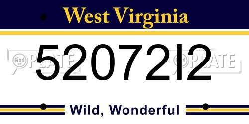 52072I2 West Virginia License Plate