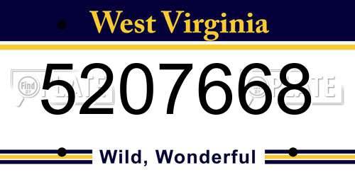 5207668 West Virginia License Plate
