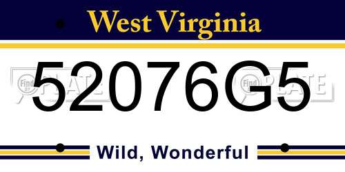52076G5 West Virginia License Plate