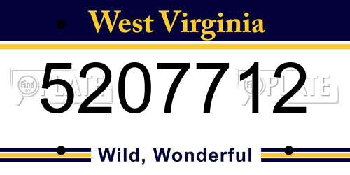 5207712 West Virginia License Plate