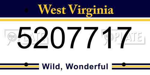 5207717 West Virginia License Plate