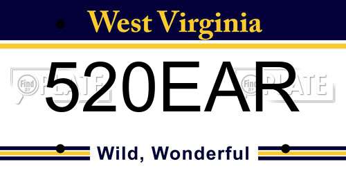 520EAR West Virginia License Plate