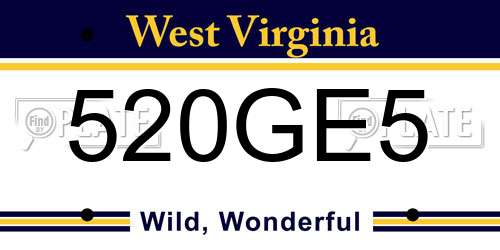 520GE5 West Virginia License Plate