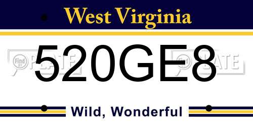 520GE8 West Virginia License Plate
