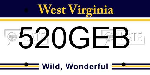 520GEB West Virginia License Plate