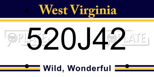 520J42 West Virginia License Plate
