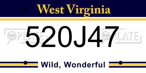 520J47 West Virginia License Plate