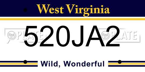 520JA2 West Virginia License Plate