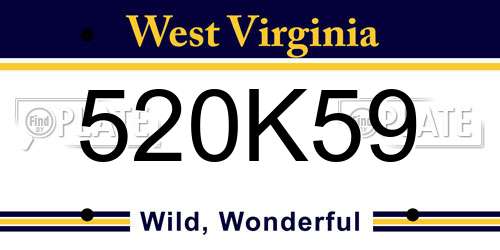 520K59 West Virginia License Plate