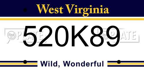 520K89 West Virginia License Plate