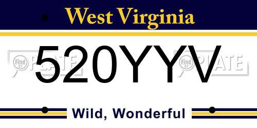 520YYV West Virginia License Plate