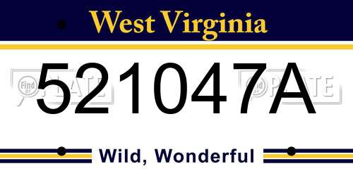 521047A West Virginia License Plate