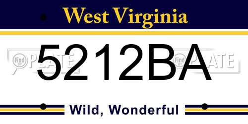 5212BA West Virginia License Plate