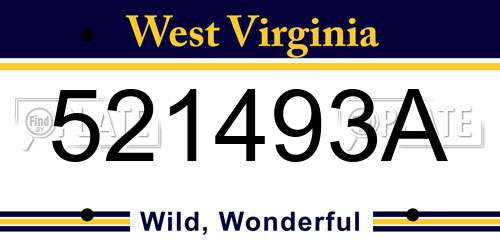 521493A West Virginia License Plate