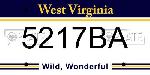 5217BA West Virginia License Plate