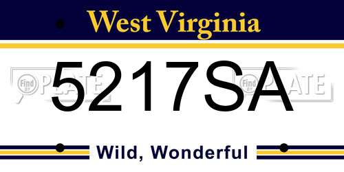 5217SA West Virginia License Plate