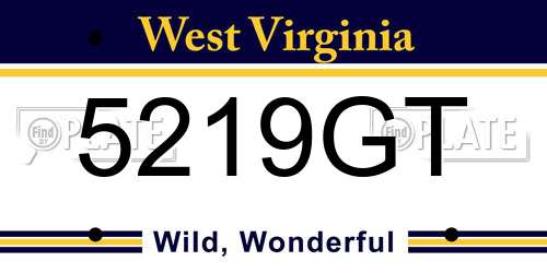 5219GT West Virginia License Plate
