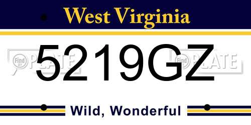 5219GZ West Virginia License Plate