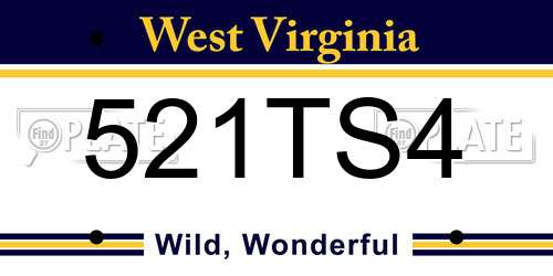 521TS4 West Virginia License Plate
