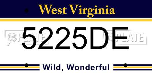 5225DE West Virginia License Plate