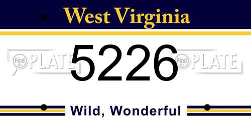 5226 West Virginia License Plate