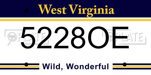 5228OE West Virginia License Plate