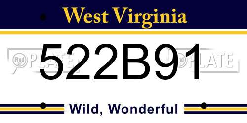 522B91 West Virginia License Plate