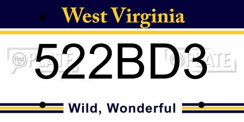 522BD3 West Virginia License Plate