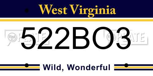 522BO3 West Virginia License Plate