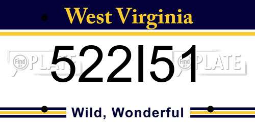 522I51 West Virginia License Plate