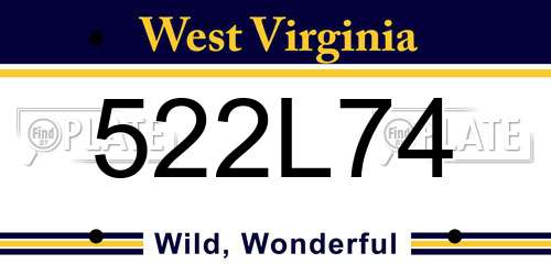 522L74 West Virginia License Plate