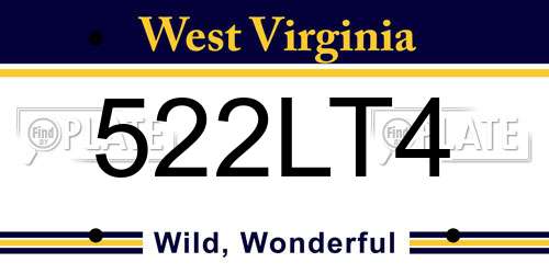 522LT4 West Virginia License Plate