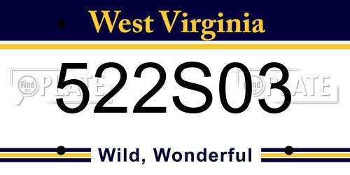 522S03 West Virginia License Plate