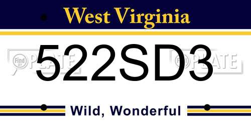 522SD3 West Virginia License Plate