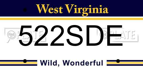 522SDE West Virginia License Plate