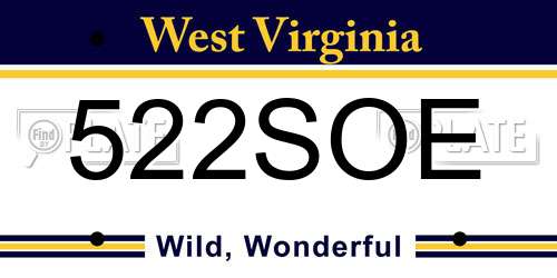 522SOE West Virginia License Plate