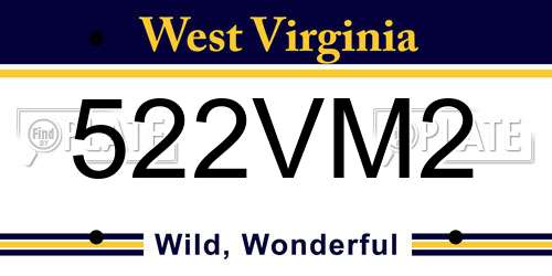 522VM2 West Virginia License Plate