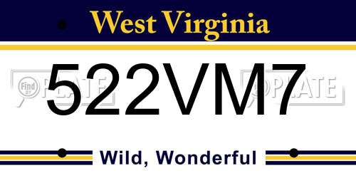 522VM7 West Virginia License Plate