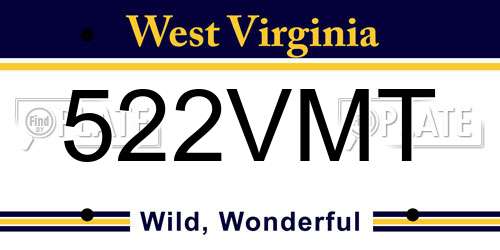 522VMT West Virginia License Plate