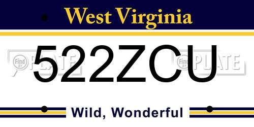 522ZCU West Virginia License Plate