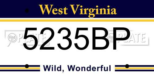 5235BP West Virginia License Plate