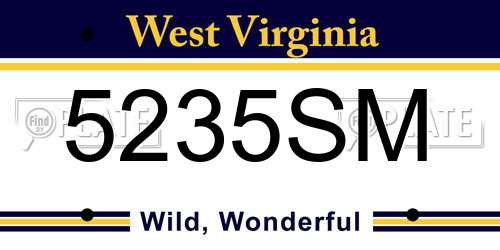 5235SM West Virginia License Plate