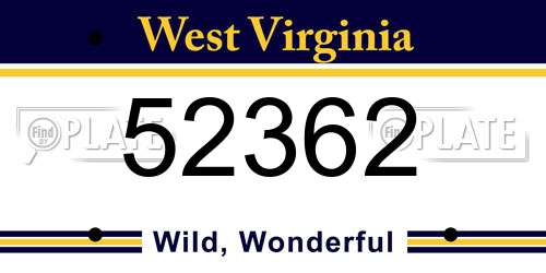 52362 West Virginia License Plate