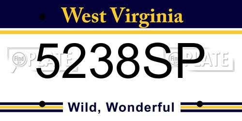5238SP West Virginia License Plate