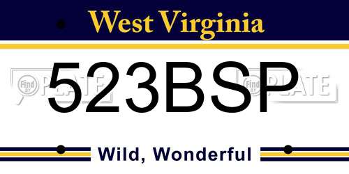 523BSP West Virginia License Plate