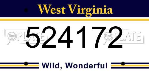 524172 West Virginia License Plate